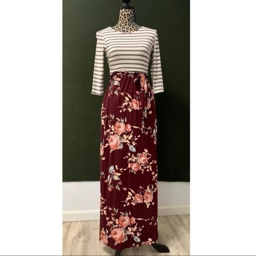 NWT Lux & Co. Mixed Pattern Maxi Dress